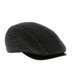 Casquette Plate Chester chine en Laine Gris Noir Traclet