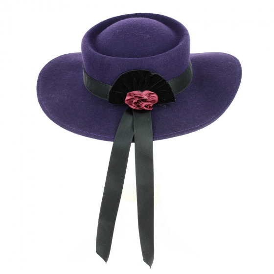 Canotier Feutre laine violet arrière - Traclet Canotier Feutre laine violet arrière - Traclet