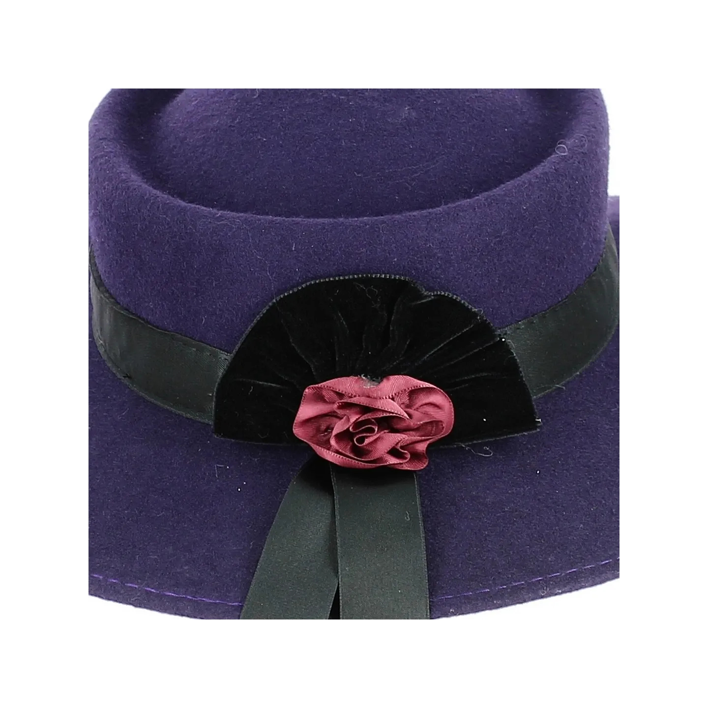 Canotier Feutre laine violet  détail - Traclet