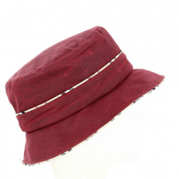 Cloche Hat Madeleine Bordeaux with Tartan Print- Traclet