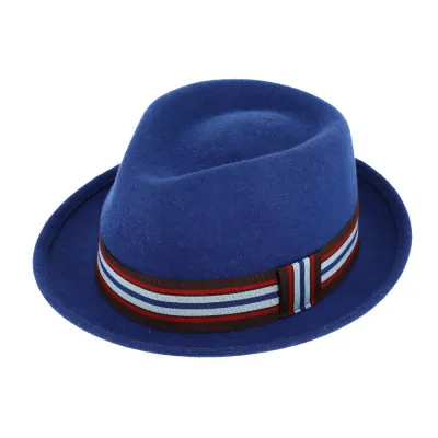 Chapeau Trilby Bari Feutre Laine Bleu roi - Traclet