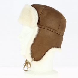 Chapka Stanislas Brown Leather & Beige Wool - Traclet