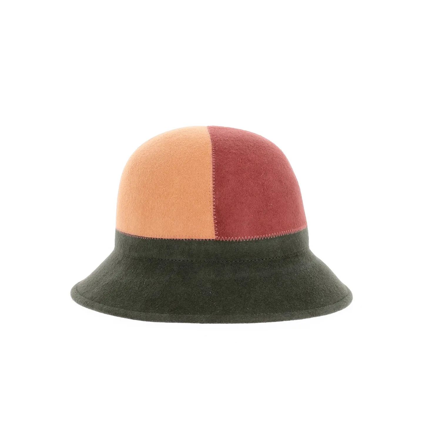 Cloche Hat Felt Wool Khaki - Traclet