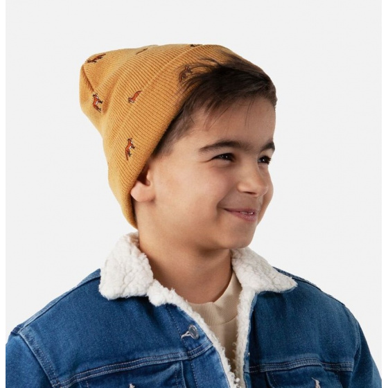 Barts Vinson Kids Beanie with Yellow Biker Fox Embroidery