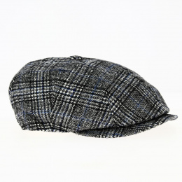 Wool and silk cap with grey check - Borsalino
