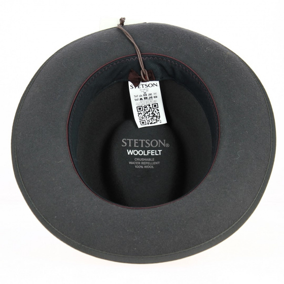 Chapeau Fedora Woolfelt laine Anthracite intérieur - Stetson