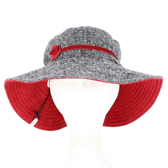 Capeline Femme Missty doublé polaire noir et rouge - Traclet Capeline Femme Missty doublé polaire noir et rouge - Traclet