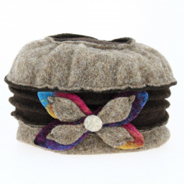Woman's Toque Butterfly Wool taupe - Traclet