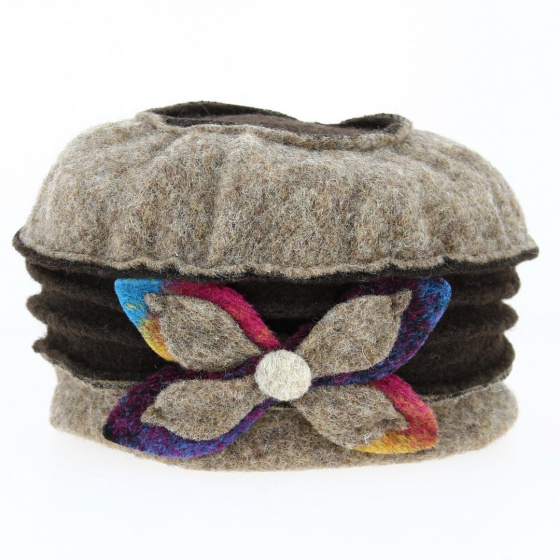 Woman's Toque Butterfly Wool taupe - Traclet