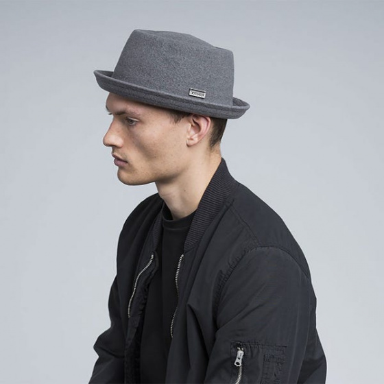 Grey Wool Mowbray Pork Pie Hat - Kangol