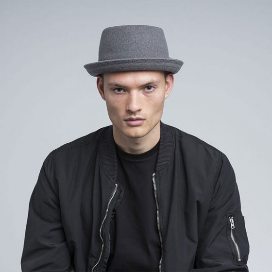 Grey Wool Mowbray Pork Pie Hat - Kangol