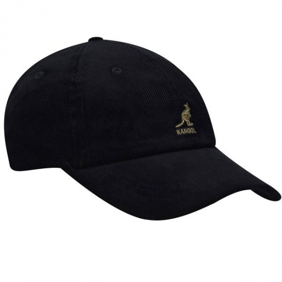 Kangol Black Cotton Cord Strapback Cap