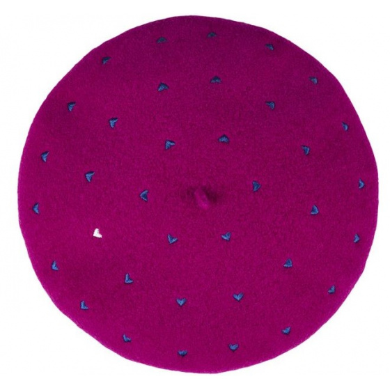 Sagan Patterned Wool Beret Violine - Laulhère - Made In France