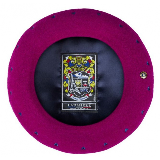 Sagan Patterned Wool Beret Violine - Laulhère - Made In France