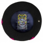 Maupassant Wool Beret Black with Heart Pattern - Laulhère