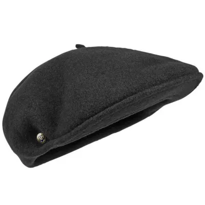 Black Pau Wool Beret Cap - Laulhère