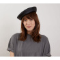 Black Vegan Leather Beret - Laulhère