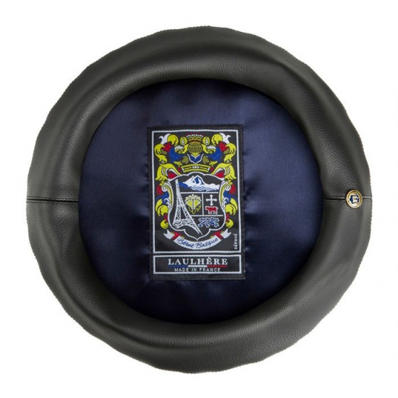 Black Vegan Leather Beret - Laulhère Black Vegan Leather Beret - Laulhère