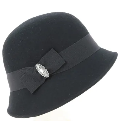 Chapeau Cloche Maithe Feutre Laine Noir- Traclet