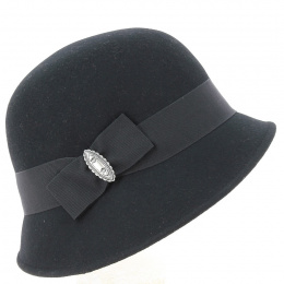 Maithe Cloche Hat Felt Wool Black- Traclet