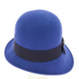 Cloche Hat Maithe Felt Wool Royal Blue back - Traclet