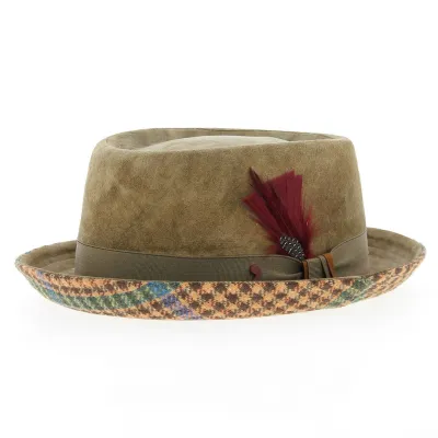 Pork Pie leather hat Taupe - Alfonso d'este