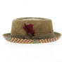 Pork Pie leather hat Taupe - Alfonso d'este