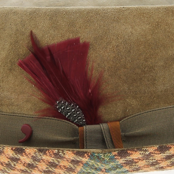 Pork Pie leather hat Taupe - Alfonso d'este