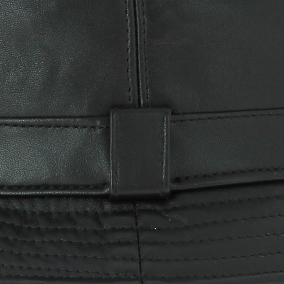 Black Leather Palermo Bucket Hat - Traclet
