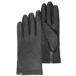 Women's Touchscreen Leather & Fabric Gloves Black - Isotoner