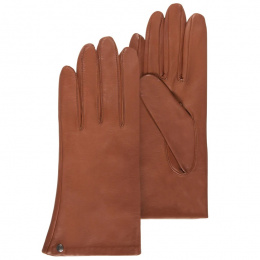Women's Leather Gloves Silk-Lined Cognac - Isotoner