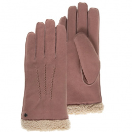Women's Leather & Fur Gloves Powder Pink - Isotoner