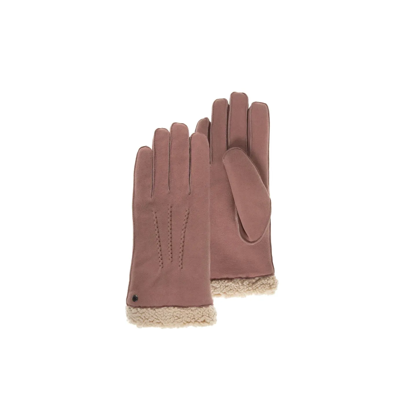 Women's Leather & Fur Gloves Powder Pink - Isotoner