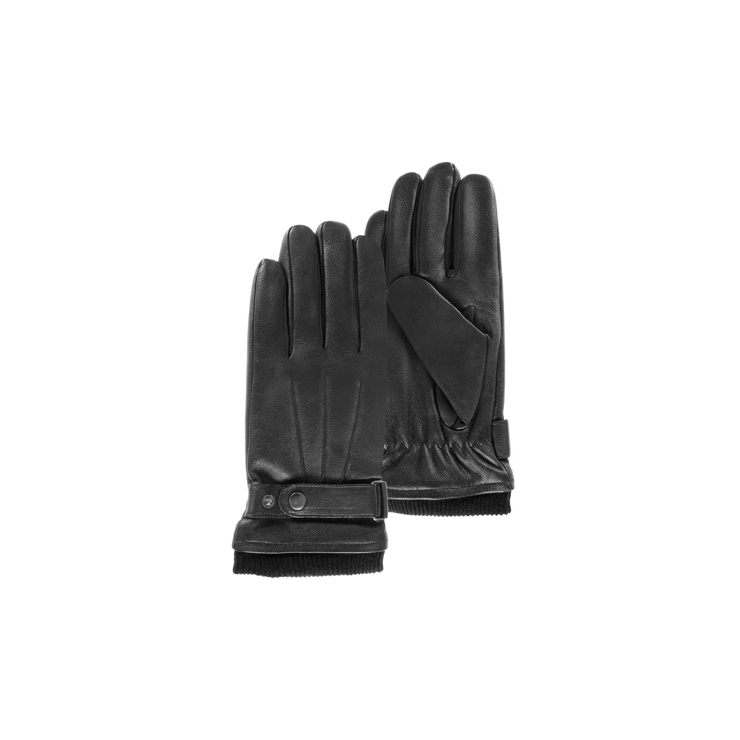 Men's Tactile Leather Gloves with Fleece Lining - Isotoner