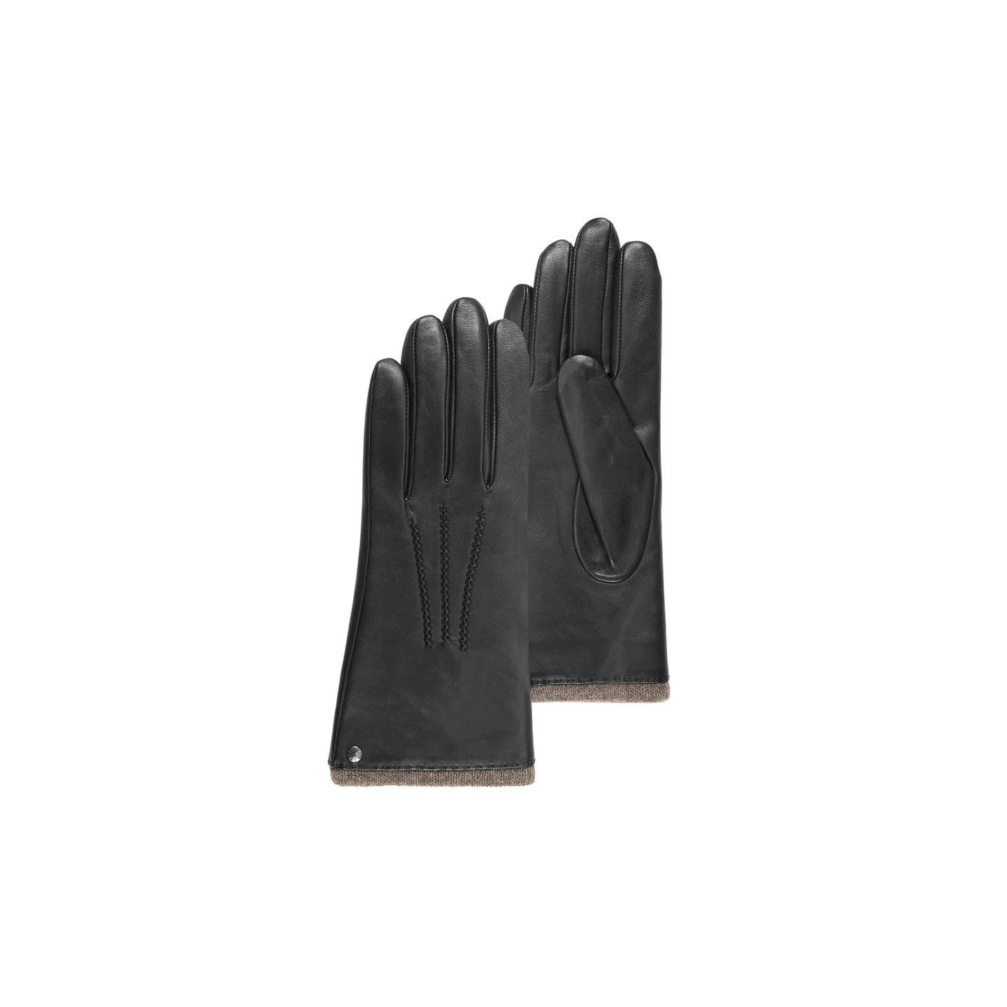 Women's Gloves Leather Lined Cashmere Black - Isotoner