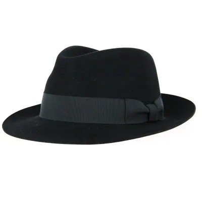 Chapeau Fedora Gabin Feutre Poil Rasé Noir - Crambes