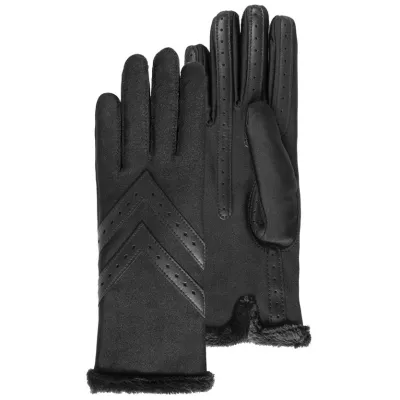 Gant Femme Tissu Recyclé Doublé Noir - Isonoter réf 17013 chapellerie traclet