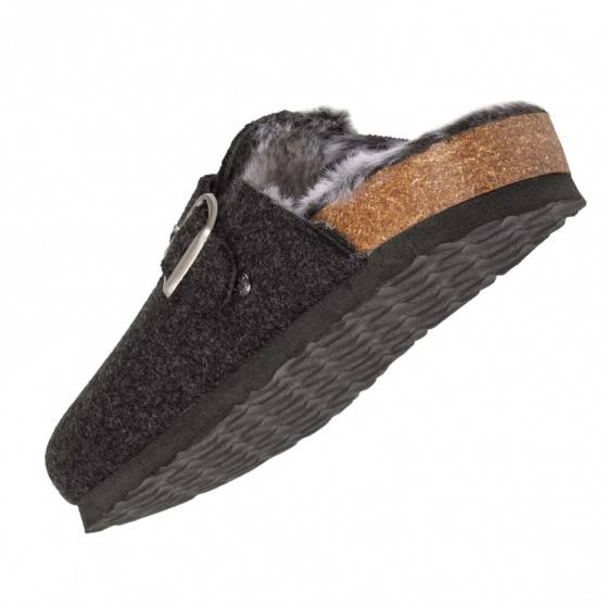 Chaussons Mules Femme Gris Chiné - Isotoner Chaussons Mules Femme Gris Chiné - Isotoner