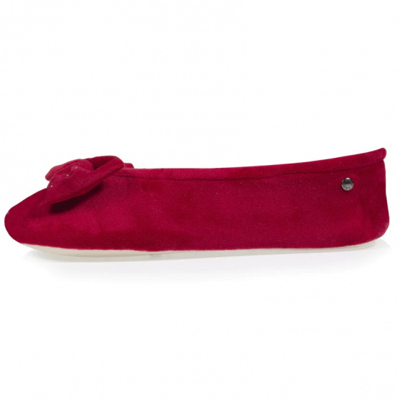 Women's Ballet Slipper with Rhinestone Bow Burgundy - Isotoner