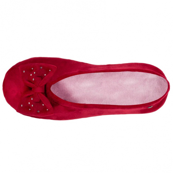 Women's Ballet Slipper with Rhinestone Bow Burgundy - Isotoner