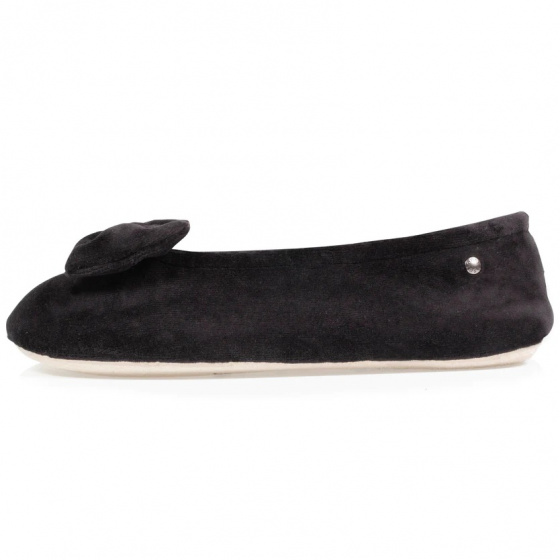 Chaussons Ballerines Femme Nœud Noir - Isotoner