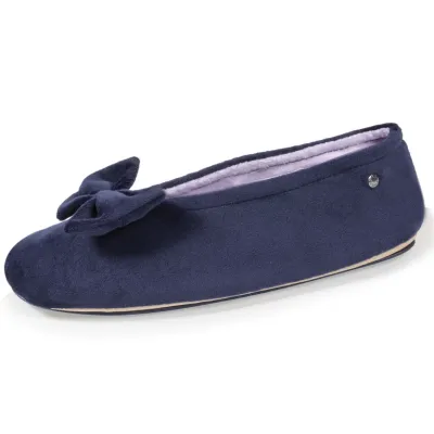 Women's Ballerinas Slippers Micro-velvet Navy - Isotoner
