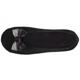 Women's Ballerinas Slippers Black Strass Bow - Isotoner