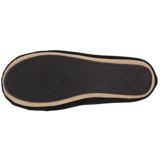 Women's Ballet Slippers with Black Rhinestone Bow - Isotoner Women's Ballet Slippers with Black Rhinestone Bow - Isotoner