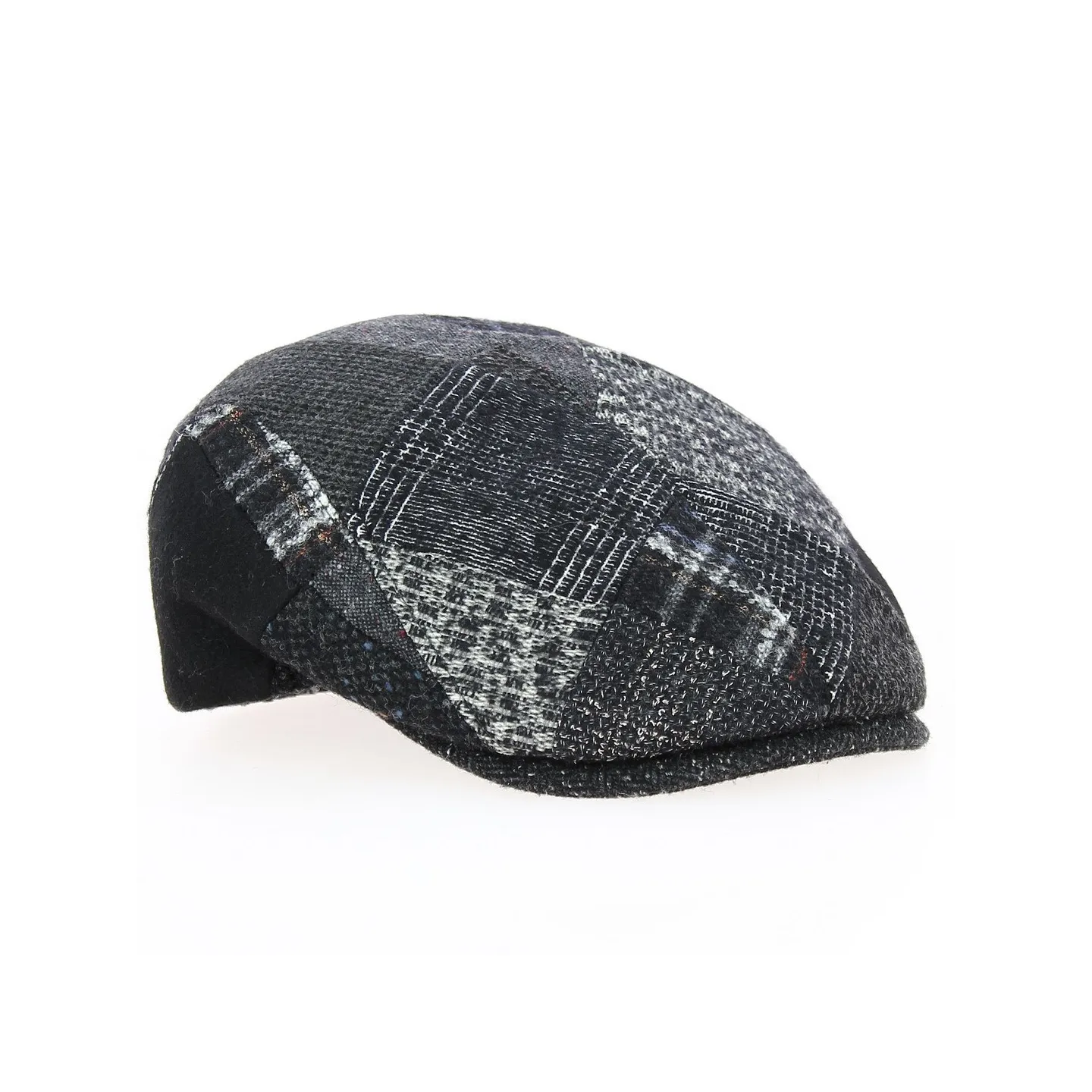Flat Cap Daffy Wool Patchwork Black - Traclet