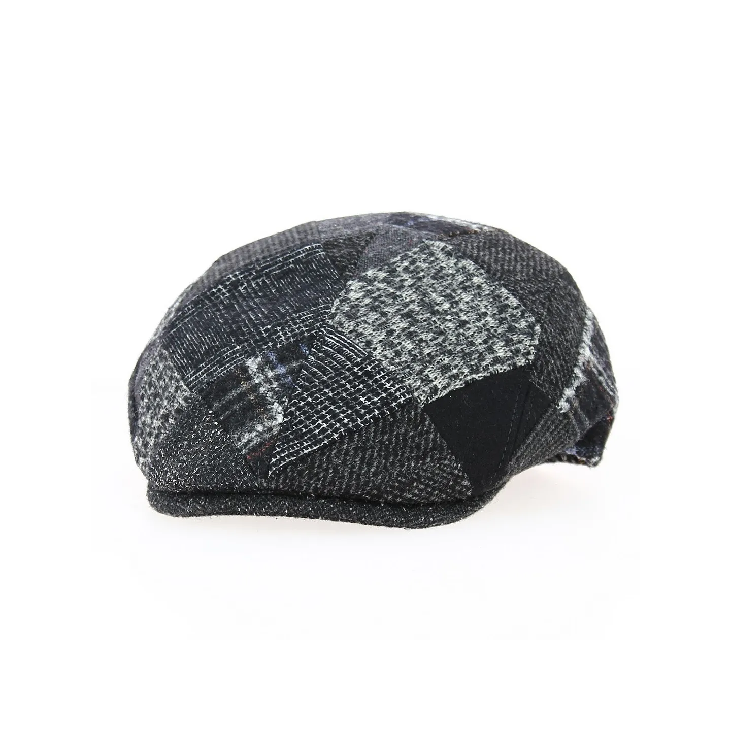 Flat Cap Daffy Wool Patchwork Black - Traclet