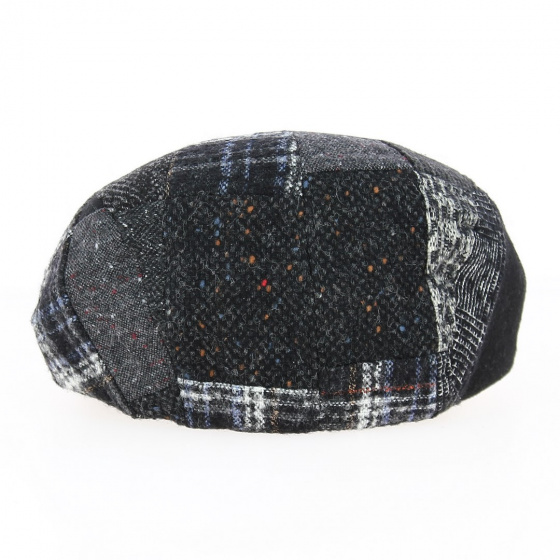 Flat Cap Daffy Wool Patchwork Black - Traclet Flat Cap Daffy Wool Patchwork Black - Traclet