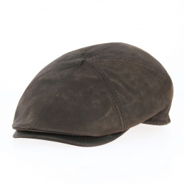 Brown leather Oxford cap without buttons - Traclet