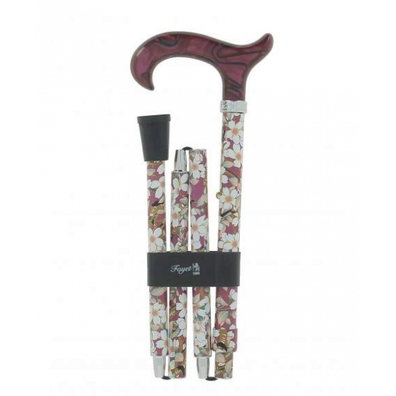 Folding Cane with Flower Pattern - Fayet