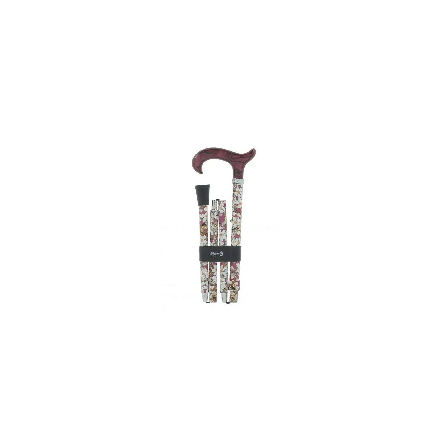 Folding Cane with Flower Pattern - Fayet Reference: 17040| Traclet Hat Shop